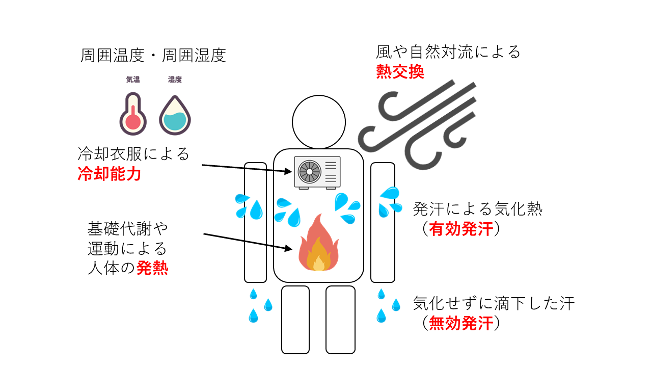 冷却衣服着用時の原理説明図